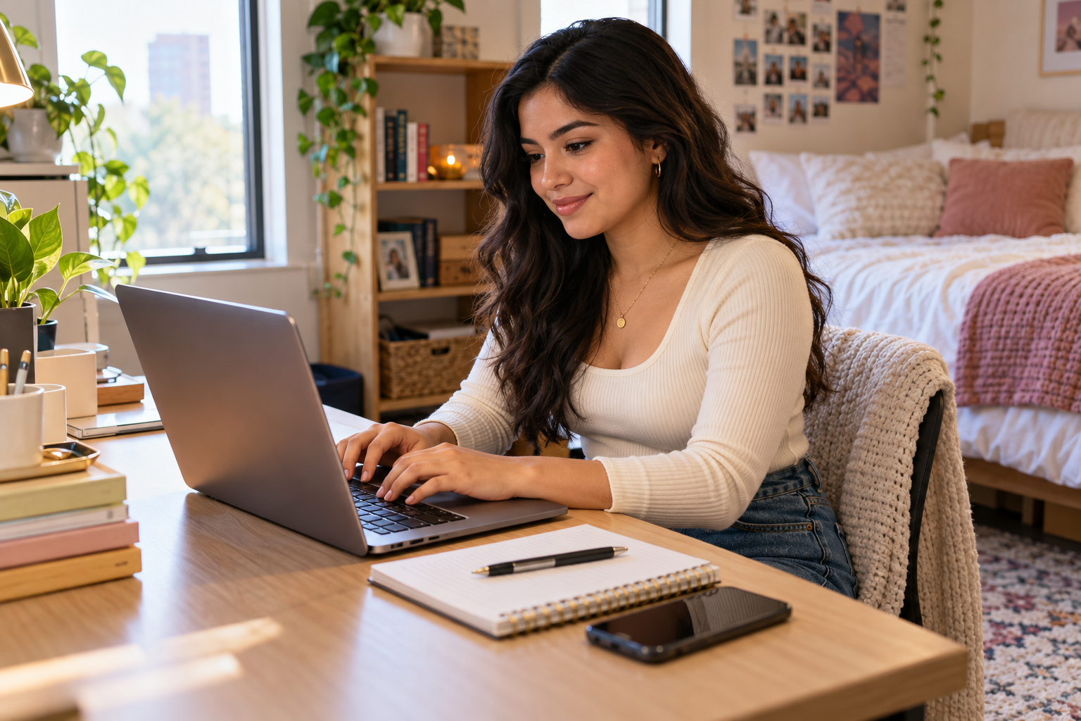 Virtual assistant working on a laptop